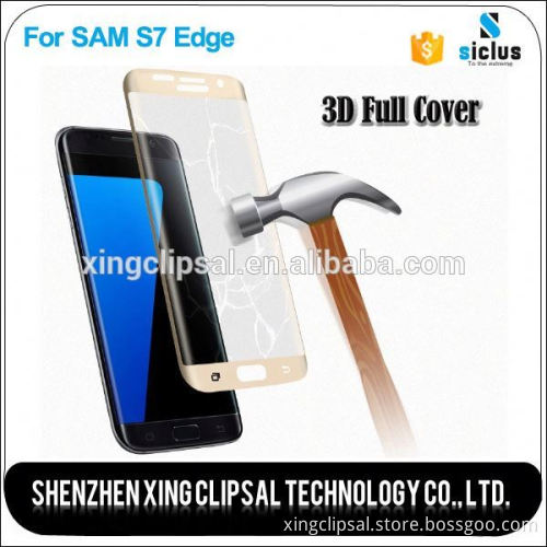 0.33mm 9H 3D anti shock tempered glass screen protector for Samsung Galaxy S7 edge